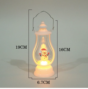 Detailed size chart of a white LED Christmas lantern with snowman showing 19cm total height