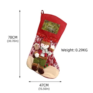 Large Christmas stocking with snowman design, 78cm tall festive decoration gift bag