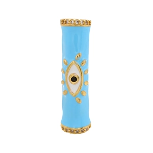 Perlina occhio malevolo in smalto blu placcato oro 18K con zirconi per gioielli fai da te