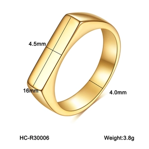 Detailed view of square gold ring with dimensions 16mm x 4.5mm and weight of 3.8g