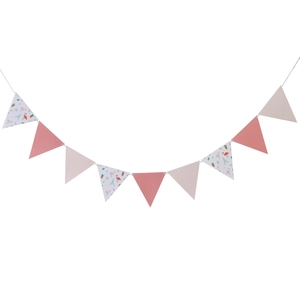 Guirlande de fanions triangulaires avec motifs flamants et pois pour décoration festive