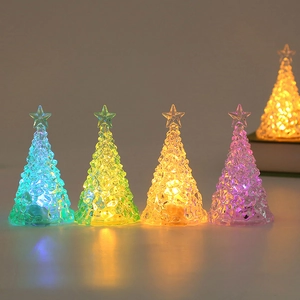 Luminous crystal LED Christmas tree ornaments with multi-color lighting for festive decor