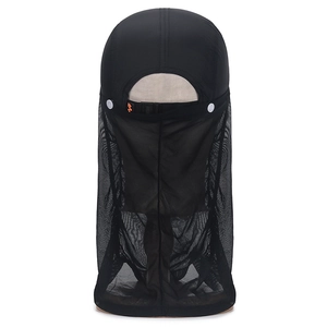 Black outdoor sun hat with long neck veil and breathable mesh for fishing and hiking