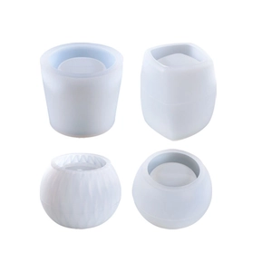Set van 4 DIY siliconen mallen met geometrische facetten en gladde cilindervormen