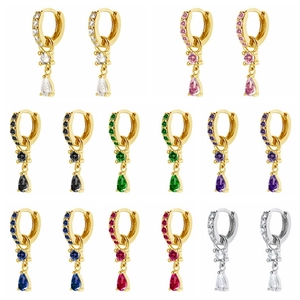 Water Drop Zirconia Huggie Hoop Dangle Earrings For Women Luxury S925 Sterling Silver Post Gold Plated Copper Jewelry Gift
