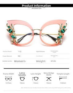 Detailed size specifications and dimensions for women's oversized cat eye sunglasses