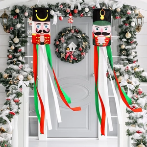 Nutcracker Christmas windsock flag hanging decorations for porch holiday garden decor