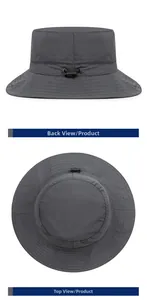 Detail view of foldable quick-dry sun hat with adjustable drawstring and back-top perspective