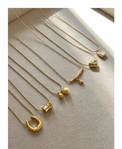 Detailed collection of minimalist 18K gold plated titanium steel necklaces for women