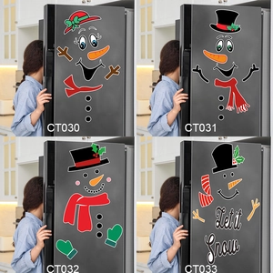 Christmas snowman magnetic fridge decals set with festive Let it Snow holiday patterns