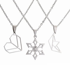 Minimalist Stainless Steel Pendant Necklace Heart Snowflake Origami Boat Elegant Fashion Jewelry For Women O-Chain