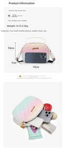 Size comparison and interior capacity of rainbow quilted crossbody bag with gold Love logo
