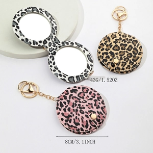Leopard print portable makeup mirror keychain dimensions and weight specifications