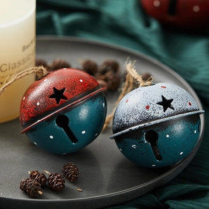 Christmas Bell Ornaments Vintage Iron Hollow Star Tree Hanging Decoration Retro Distressed Metal Xmas Home Decor