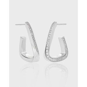S925 Sterling Silver Zirconia Geometric Triangle Stud Earrings Western Style Luxury Electroplated Jewelry For Women