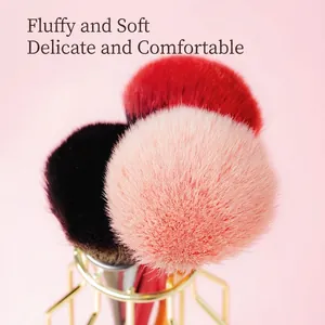 Pink and red rose shaped nail dust brushes and powder brush set with a gold holder