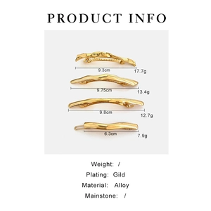 Detailed size and weight specifications for gold plated alloy lava wavy hair clips