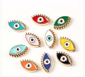 Colorful evil eye alloy beads for DIY jewelry making in multiple vibrant finishes
