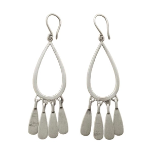 Pendientes vintage minimalistas de plata con diseño de gota hueca y acabado metálico
