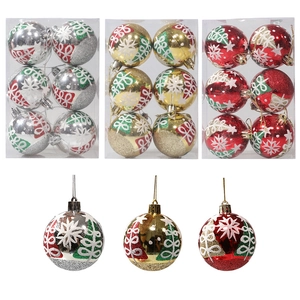 Hand Painted Snowflake Christmas Tree Ball Ornaments For Holiday Party Plastic Glitter Hanging Baubles Home Decor Festive Gift
