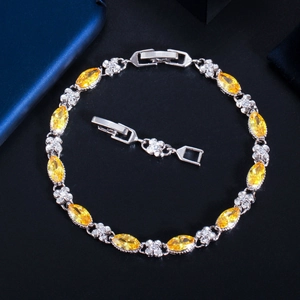 Marquise Schliff Zirkonia Kupfer Armband Für Damen Western Luxuriös Galvanisiert Bunter Edelstein Hochzeit Bankett Party Schmuck Armband
