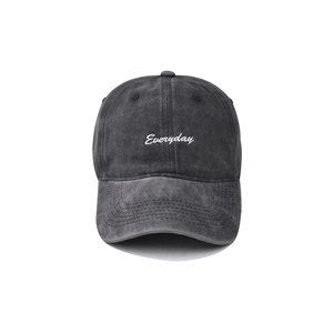 Vintage washed cotton baseball cap with Everyday embroidery in dark grey finish