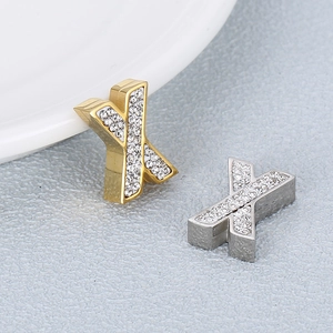 Stainless Steel Letter X Pendant Rhinestone Sparkly Alphabet Charm For DIY Jewelry Making Necklace Bracelet Accessory