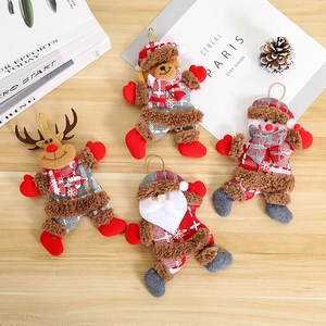 Ornamenti Appesi Di Natale Peluche Babbo Natale Renna Pupazzo Di Neve Orso Bambole In Tessuto Lavorato Maglia Decorazioni