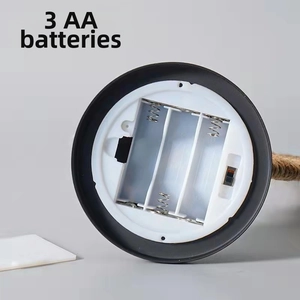 Detail view of round base with battery compartment for 3 AA batteries and power switch