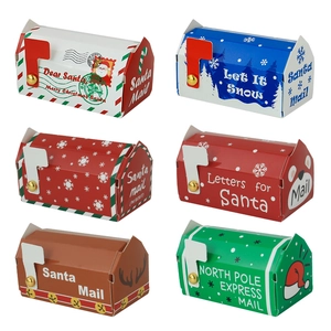 Christmas Candy Boxes Cardboard Mailbox Shape Gift Packaging Boxes For Holiday Party Favors Santa Mail Letter Design