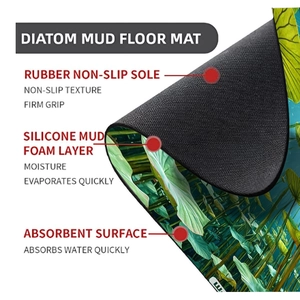 Detail showing the absorbent surface diatom mud foam layer and non-slip rubber bottom