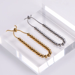 Adjustable 304 stainless steel bead chain bracelet set in gold and silver finishes