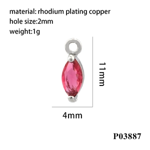 Detailed size chart for the 18K gold plated marquise zircon pendant jewelry DIY part