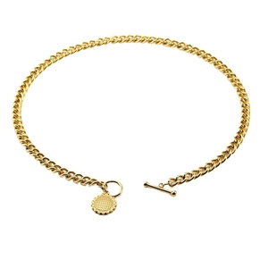 Collier gourmette doré 18K avec pendentif tournesol et fermoir à bascule OT tendance