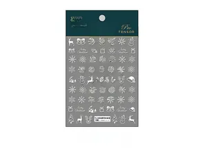 Macro view of TS-2006 5D embossed Christmas nail stickers with snowflakes and reindeer