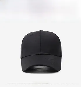 Detailed front view of black baseball cap with premium twill texture and silver metal logo