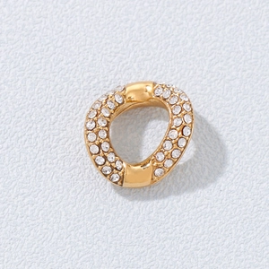 Gold irregular geometric link pendant with sparkling white rhinestones for jewelry making