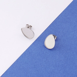 Silver teardrop stainless steel earring studs base for jewelry making DIY projects