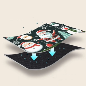 Christmas non-slip doormat featuring Santa and snowman with breathable dual-layer structure