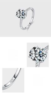Close-up of S925 hallmark and sparkling 5A zircon in six-prong silver setting