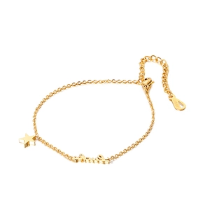 Bracelet minimaliste doré en acier 18KGP avec pendentif étoile et lettrage Lucky