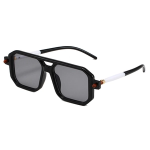 2024 Fashion Double Bridge Square Sunglasses For Men Women UV400 Protection Retro Geometric Plastic Frame Sun Glasses Trendy Ins Style Eyewear
