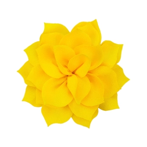 Close-up of yellow layered fabric lotus flower head for DIY hair accessories