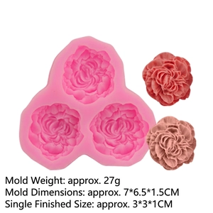 Pink silicone rose flower mold set for DIY fondant cake baking and soap making