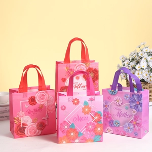 Happy Mother's Day Non-Woven Gift Bags 3D Floral Pattern Handbags For Mom Party Favors Packaging Bags Shopping Bags