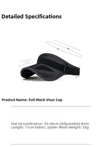 Detailed view of the 11cm extended brim and breathable mesh fabric of the sun visor