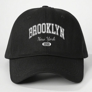 Casquette de baseball noire Brooklyn 1898 classique avec broderie blanche et sangle réglable