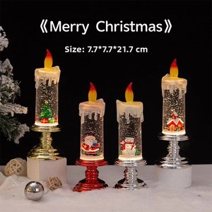 Detailed view of LED Christmas candle decorations with Santa and Snowman, 7.7x7.7x21.7cm