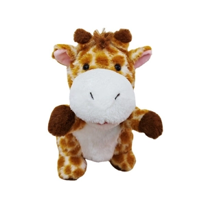Cute giraffe plush hand puppet toy for kids storytelling and parent-child interactive play.