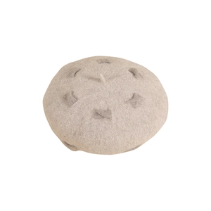 Fashionable beige wool beret hat with grey patterns for autumn and winter warmth